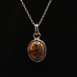 Chile Cross Stone Chiastolite Necklace, Sterling Silver.