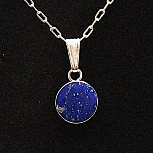 Chile Lapiz Lazuli Round Sterling Silver Pendant
