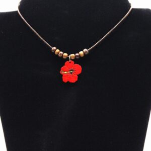 Dominican Republic Wood Hibiscus Flower Necklace